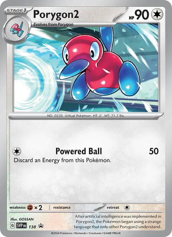 Carta Porygon2 #138 de SVP Black Star Promos