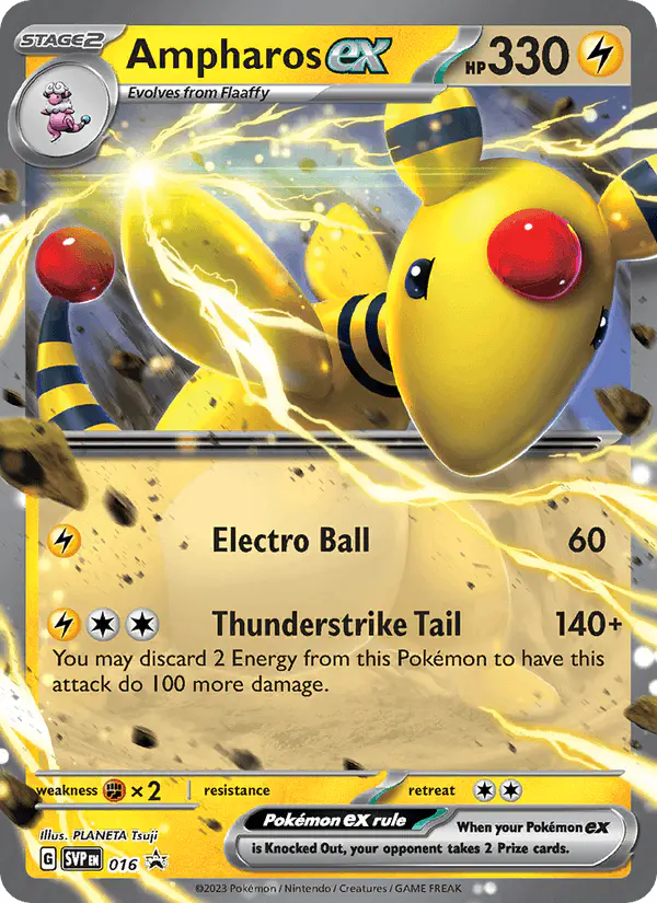 Carta Ampharos ex #16 de SVP Black Star Promos