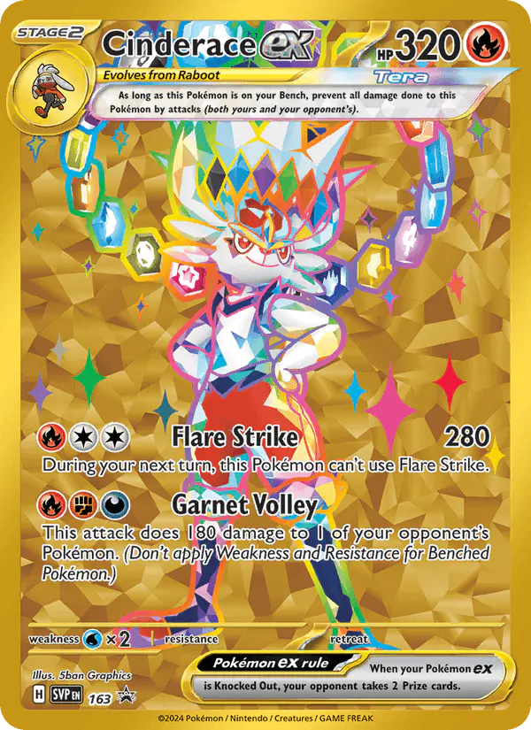 Carta Cinderace ex #163 de SVP Black Star Promos
