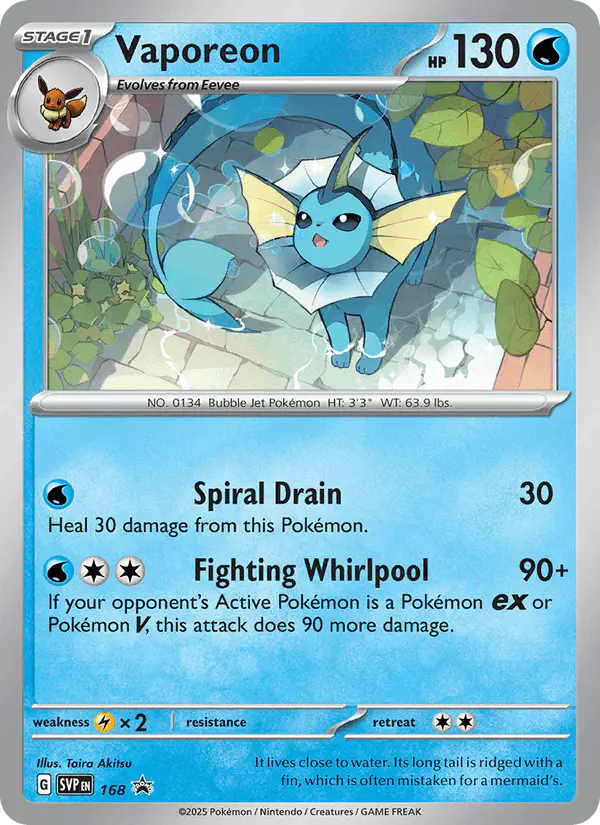 Carta Vaporeon #168 de SVP Black Star Promos