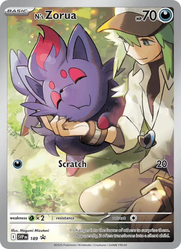 Carta N's Zorua #189 de SVP Black Star Promos
