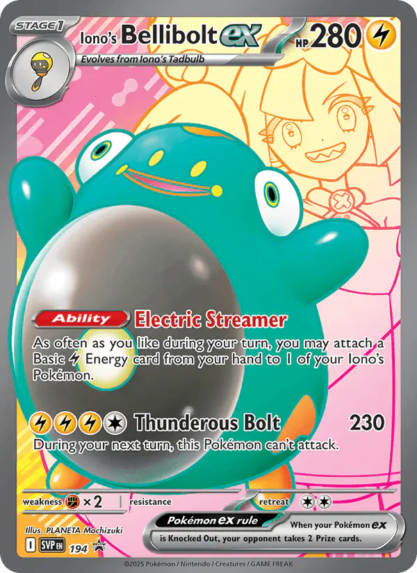 Carta Iono's Bellibolt ex #194 de SVP Black Star Promos