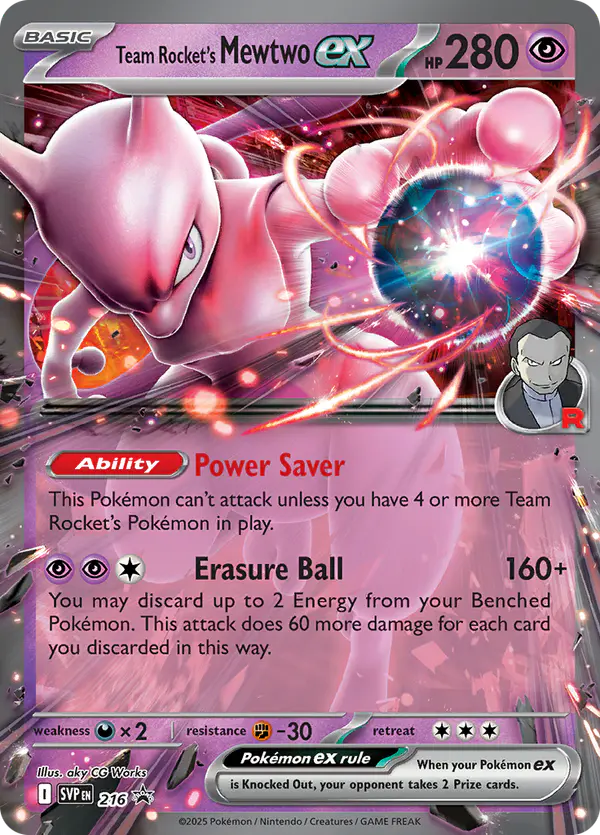Carta Team Rocket's Mewtwo ex #216 de SVP Black Star Promos