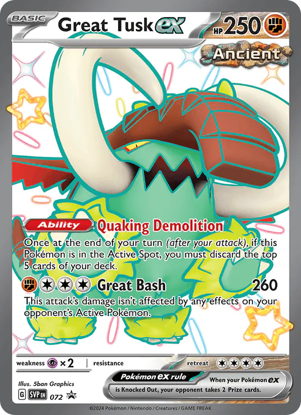 Carta Great Tusk ex #72 de SVP Black Star Promos