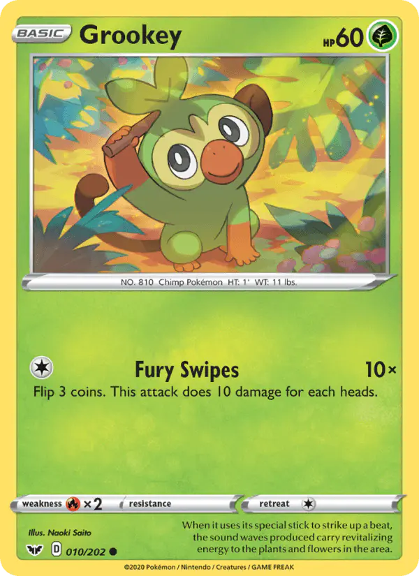 Carta Grookey 010/202 de Sword & Shield