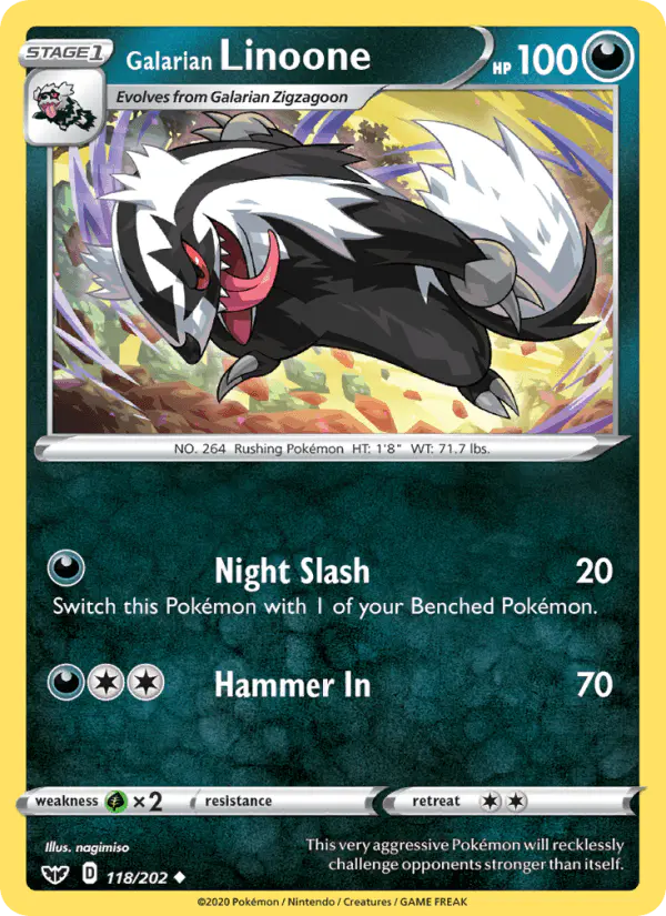 Carta Galarian Linoone 118/202 de Sword & Shield