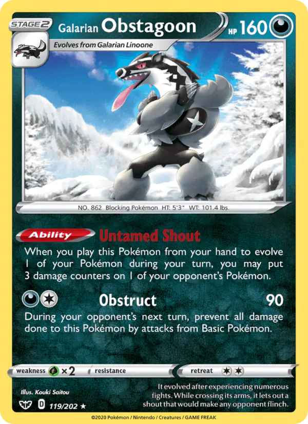 Carta Galarian Obstagoon 119/202 de Sword & Shield