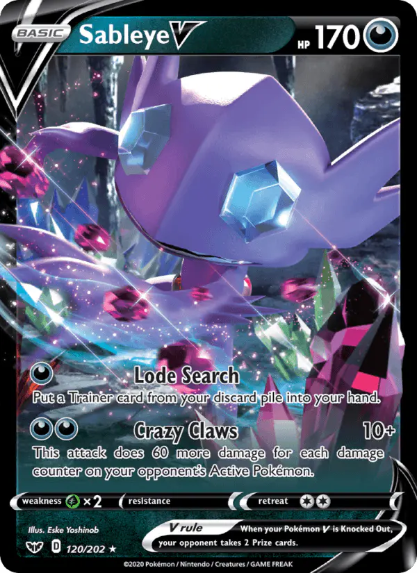 Carta Sableye V 120/202 de Sword & Shield