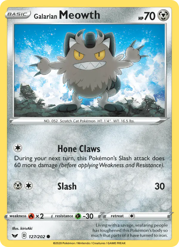 Carta Galarian Meowth 127/202 de Sword & Shield