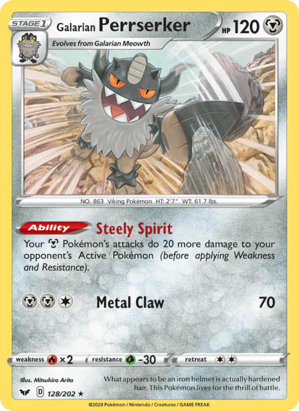 Carta Galarian Perrserker 128/202 de Sword & Shield