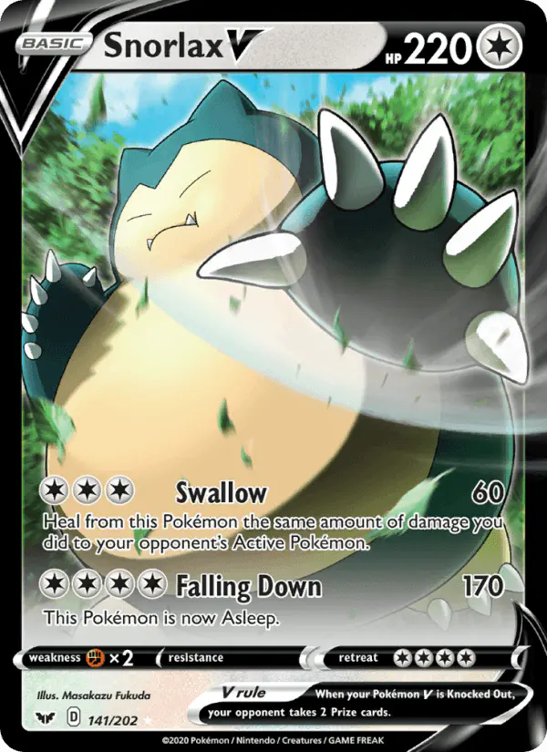 Carta Snorlax V 141/202 de Sword & Shield
