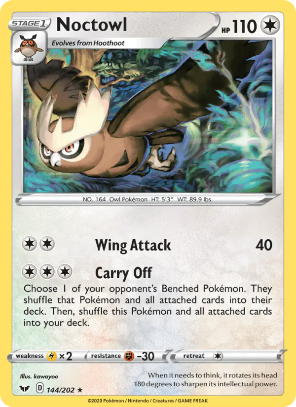 Carta Noctowl 144/202 de Sword & Shield