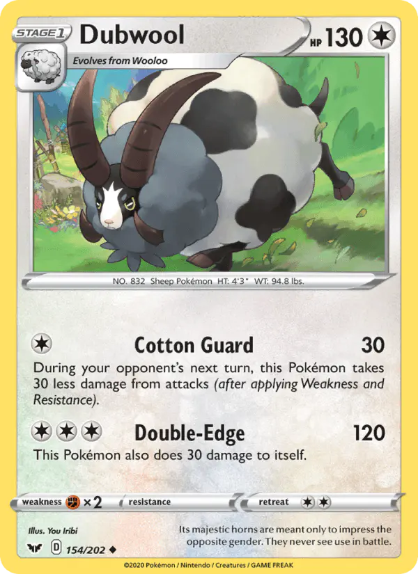 Carta Dubwool 154/202 de Sword & Shield