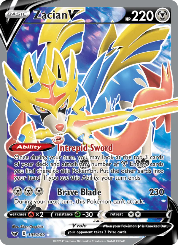 Carta Zacian V 195/202 de Sword & Shield
