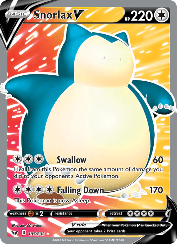 Carta Snorlax V 197/202 de Sword & Shield