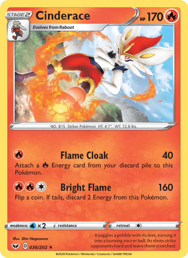 Carta Cinderace 036/202 de Sword & Shield
