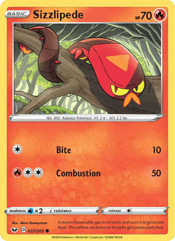 Carta Sizzlipede 037/202 de Sword & Shield
