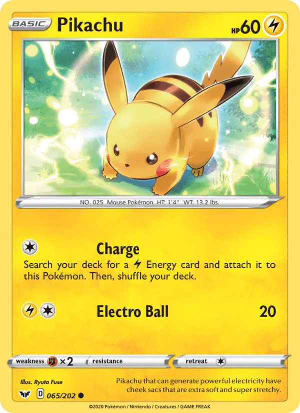 Carta Pikachu 065/202 de Sword & Shield