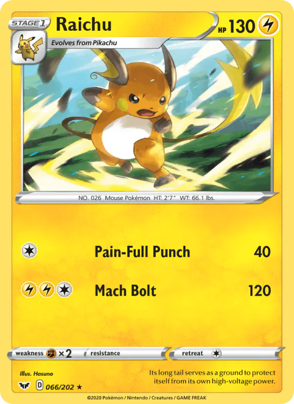 Carta Raichu 066/202 de Sword & Shield