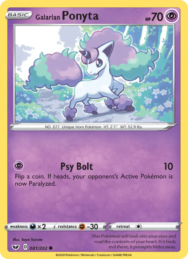 Carta Galarian Ponyta 081/202 de Sword & Shield