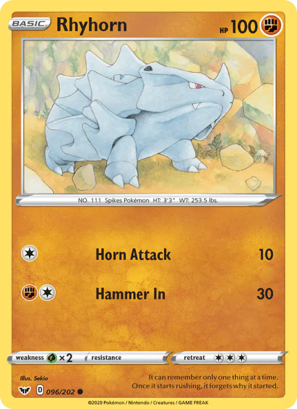 Carta Rhyhorn 096/202 de Sword & Shield