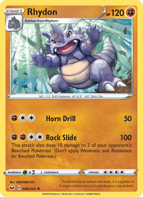 Carta Rhydon 098/202 de Sword & Shield