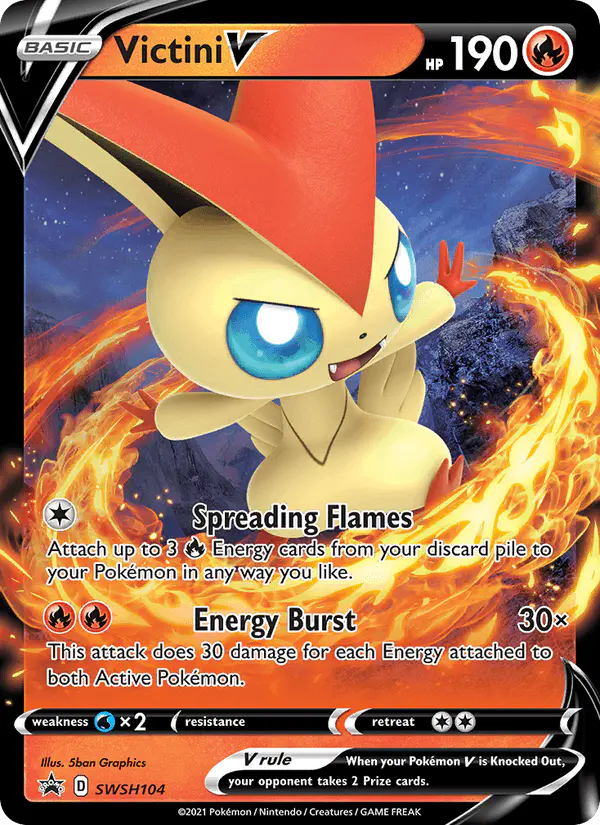Carta Victini V SWSH104 de SWSH Black Star Promos