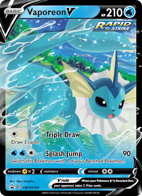 Carta Vaporeon V SWSH150 de SWSH Black Star Promos