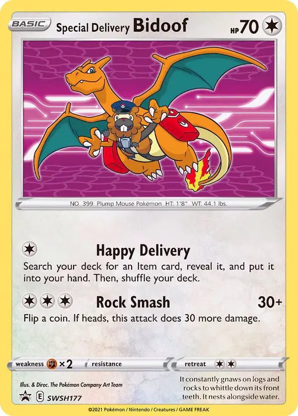Carta Special Delivery Bidoof SWSH177 de SWSH Black Star Promos
