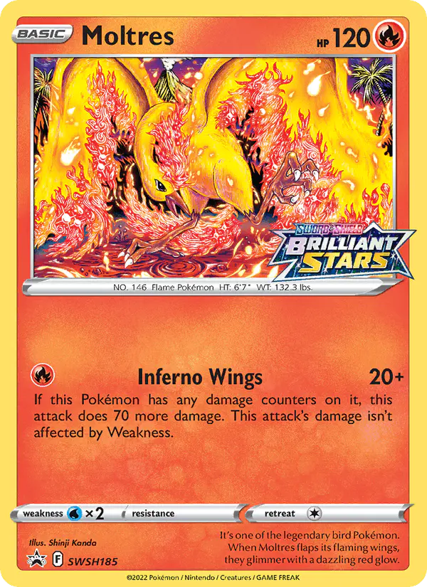 Carta Moltres SWSH185 de SWSH Black Star Promos