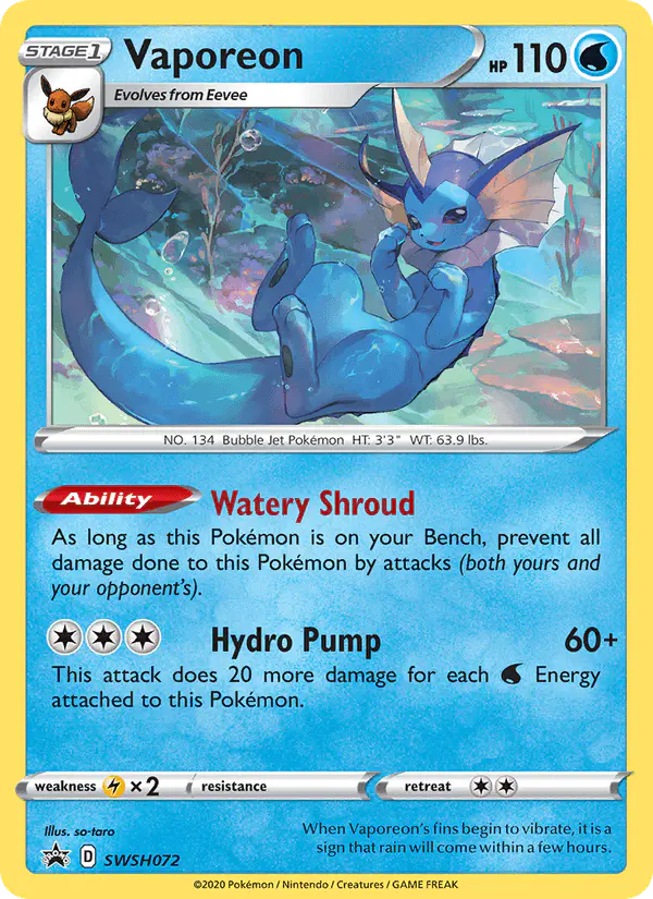 Carta Vaporeon SWSH072 de SWSH Black Star Promos