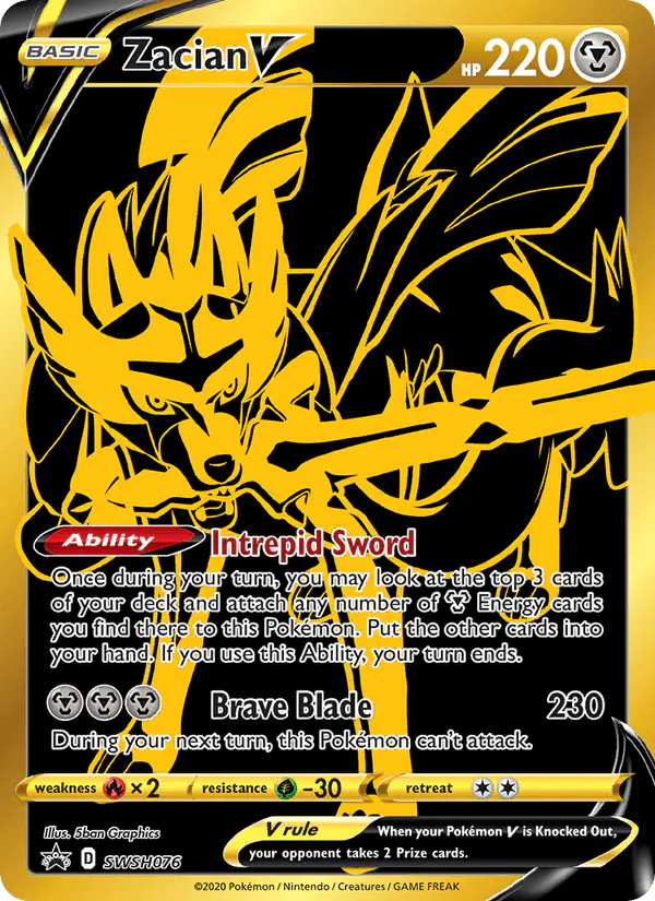 Carta Zacian V SWSH076 de SWSH Black Star Promos
