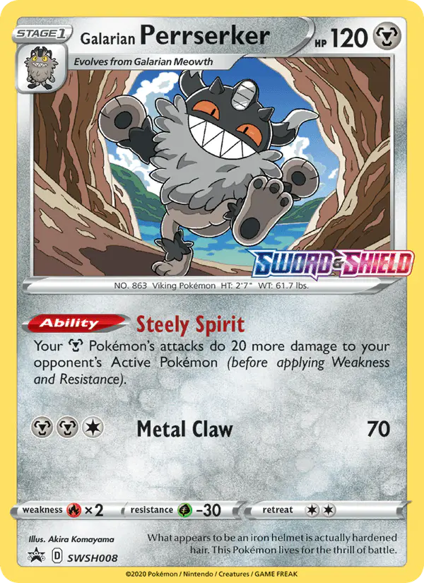 Carta Galarian Perrserker SWSH008 de SWSH Black Star Promos