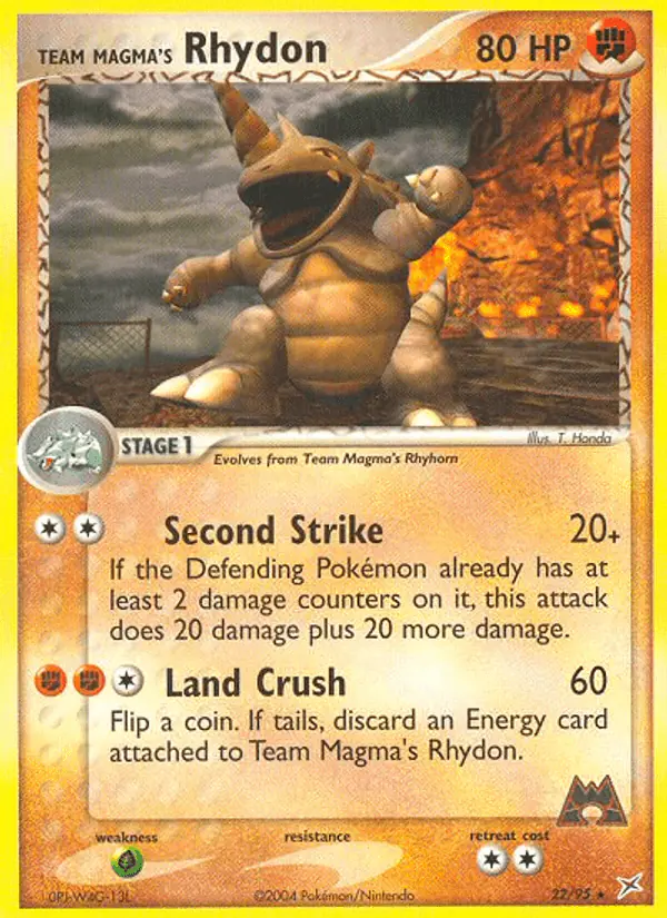 Carta Team Magma's Rhydon 22/95 de Team Magma vs Team Aqua