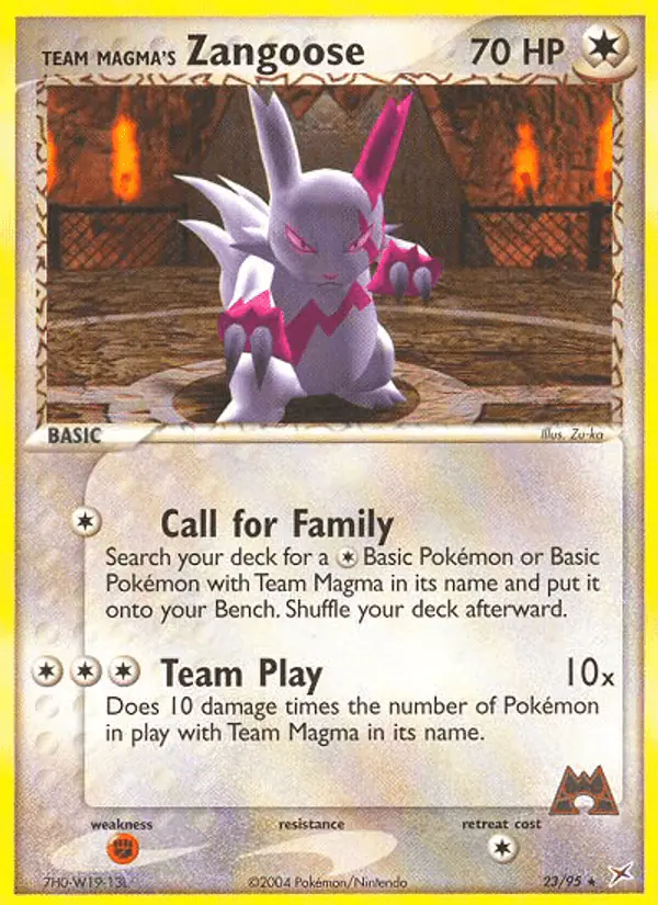 Carta Team Magma's Zangoose 23/95 de Team Magma vs Team Aqua