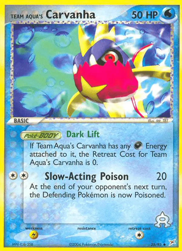 Carta Team Aqua's Carvanha 25/95 de Team Magma vs Team Aqua