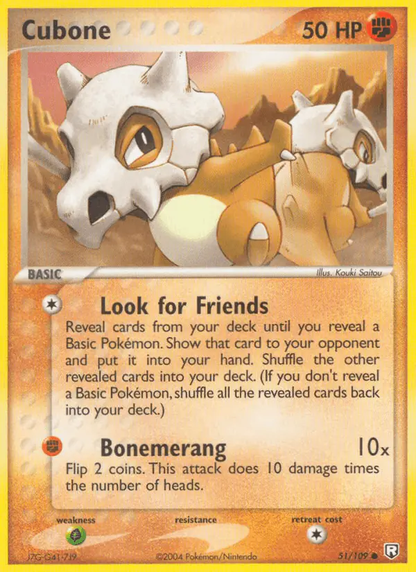 Carta Cubone 51/109 de Team Rocket Returns