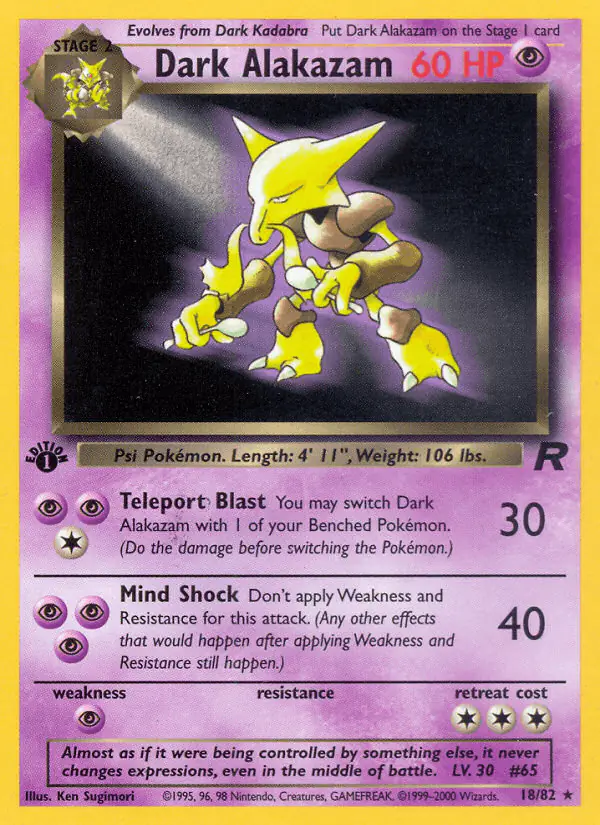 Carta Dark Alakazam 18/82 de Team Rocket