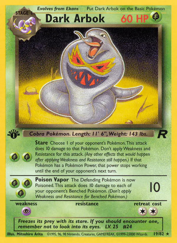 Carta Dark Arbok 19/82 de Team Rocket