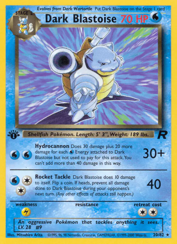 Carta Dark Blastoise 20/82 de Team Rocket