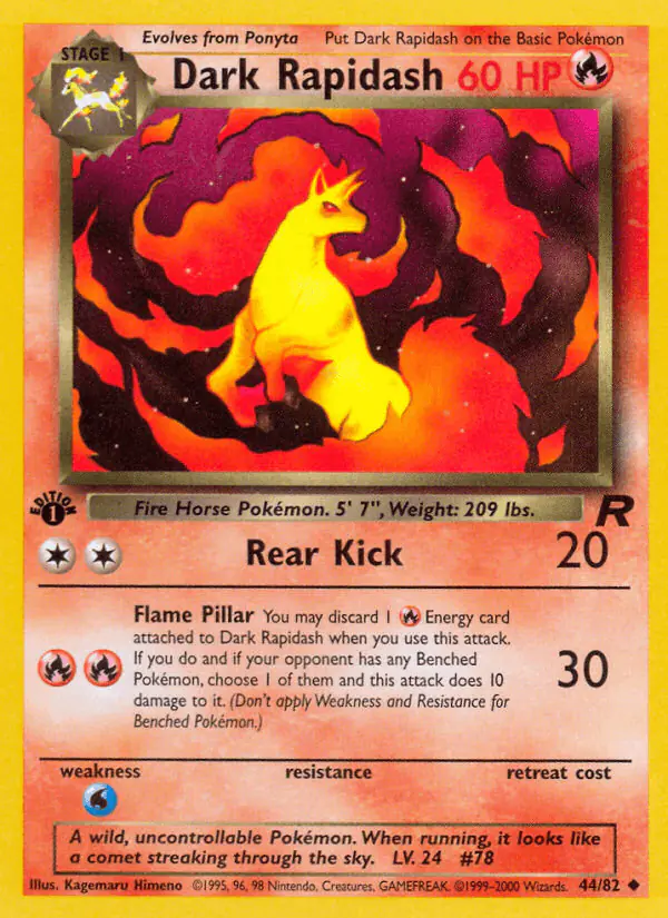 Carta Dark Rapidash 44/82 de Team Rocket