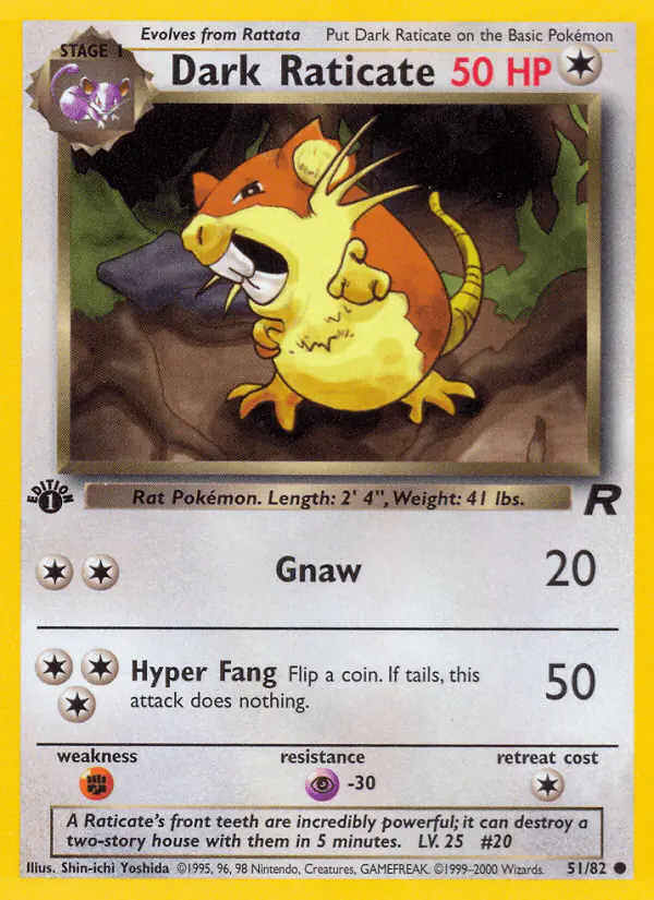 Carta Dark Raticate 51/82 de Team Rocket