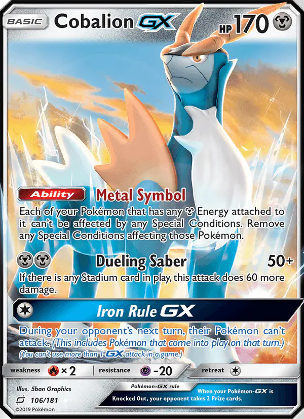 Carta Cobalion GX 106/181 de Team Up