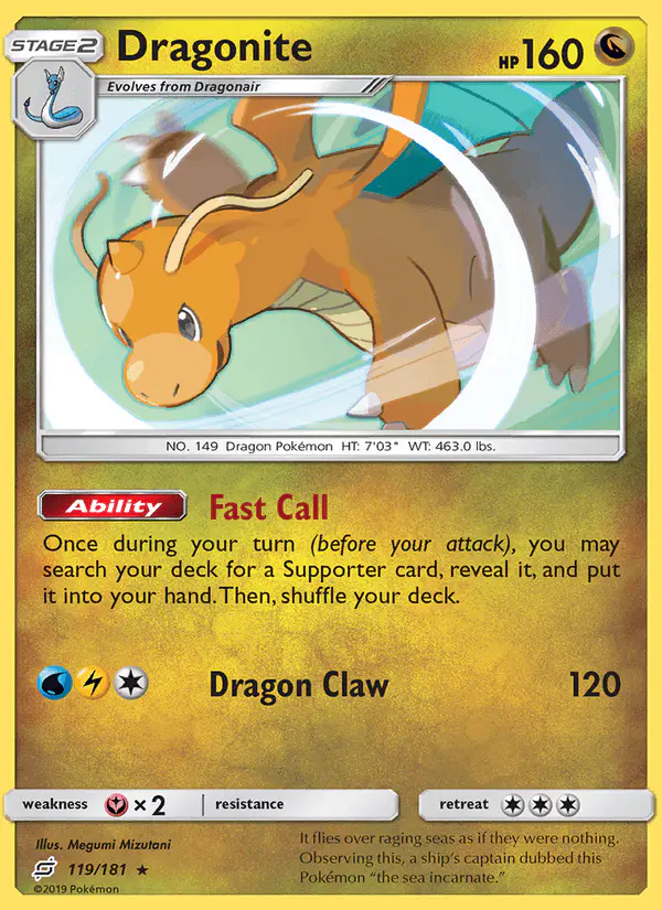 Carta Dragonite 119/181 de Team Up