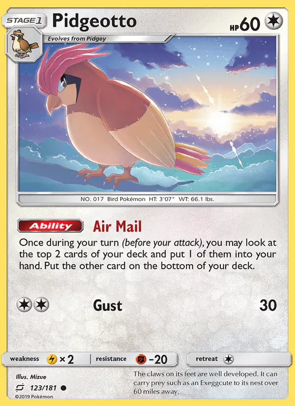 Carta Pidgeotto 123/181 de Team Up
