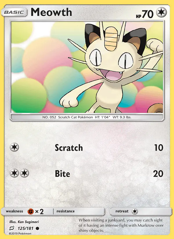 Carta Meowth 125/181 de Team Up