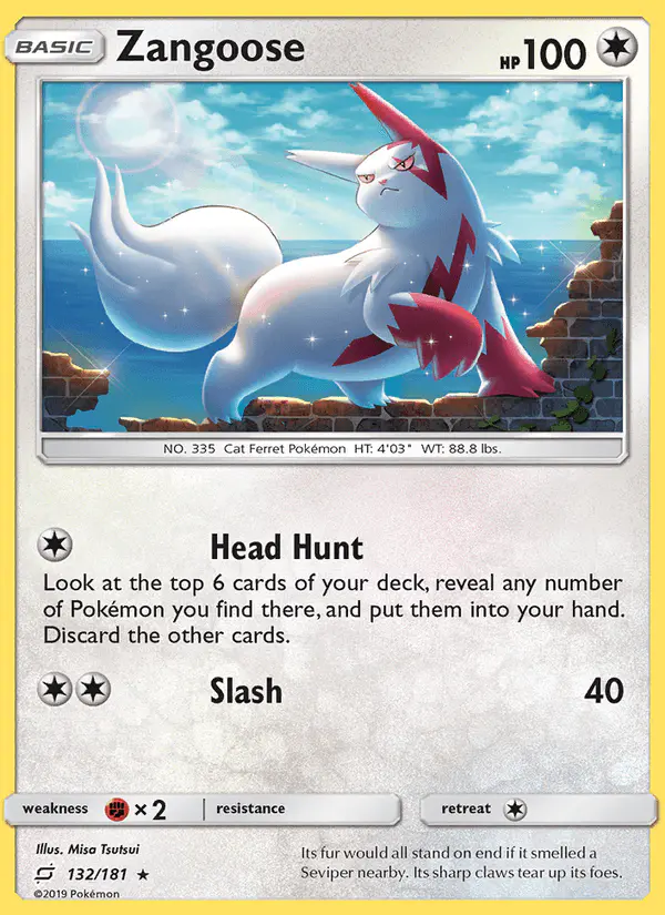 Carta Zangoose 132/181 de Team Up