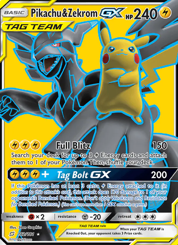Carta Pikachu & Zekrom GX 162/181 de Team Up