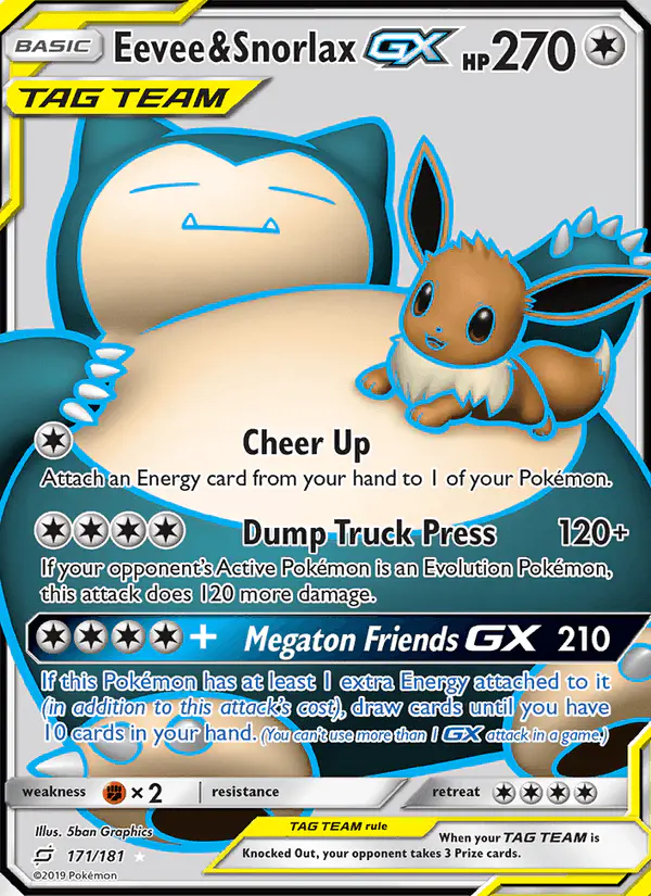 Carta Eevee & Snorlax GX 171/181 de Team Up