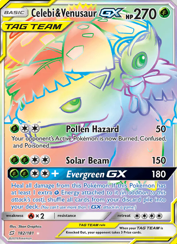 Carta Celebi & Venusaur GX 182/181 de Team Up